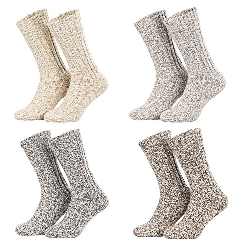 Piarini 4 Paar Norwegersocken Wintersocken Damen Herren aus Schafwolle - farbmix grau-natur-melange Gr.43-46 von Piarini