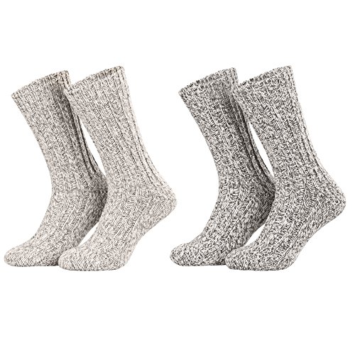 Piarini 4 Paar Norwegersocken Wintersocken Damen Herren aus Schafwolle - grau-melange Gr.43-46 von Piarini