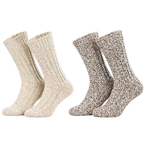 Piarini 4 Paar Norwegersocken Wintersocken Damen Herren aus Schafwolle - natur-melange Gr.43-46 von Piarini