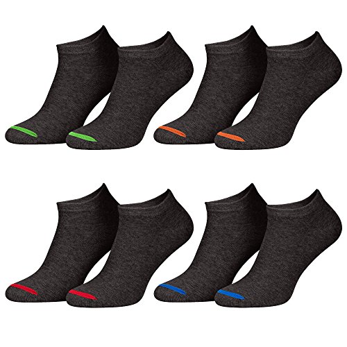 Piarini 43-46 8 Paar Sneaker Socken Sportsocken Baumwolle - Ohne Naht - Kurze Unisex Damen Herren anthrazit 44 45 von Piarini