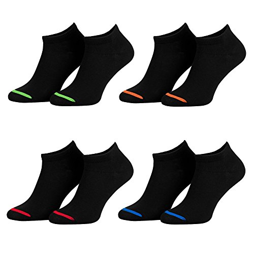 Piarini 43-46 8 Paar Sneaker Socken Sportsocken Baumwolle - Ohne Naht - Kurze Unisex Damen Herren schwarz 44 45 von Piarini