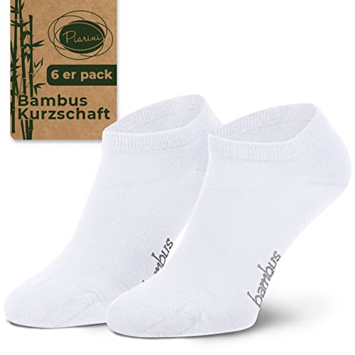 Piarini 6 Paar Bambus Socken Sneaker Socken Damen dünne atmungsaktive diabetiker Füßlinge Gr. 35 36 37 38 weiß von Piarini