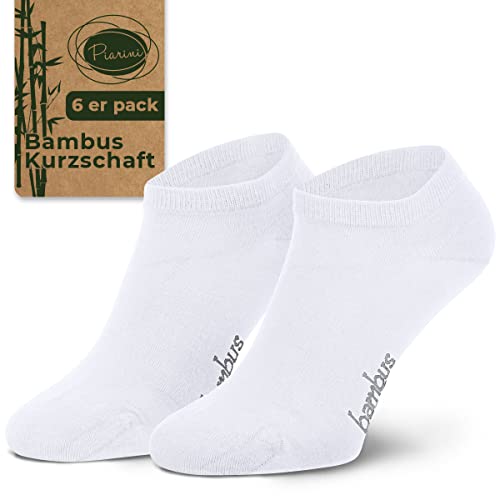 Piarini 6 Paar Bambus Socken Sneaker Socken Herren dünne atmungsaktive diabetiker Füßlinge Gr. 43 44 45 46 weiß von Piarini