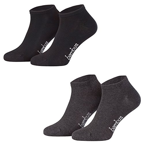 Piarini 6 Paar Bambus Socken Sneaker Socken Herren dünne atmungsaktive diabetiker Füßlinge Gr. 47 48 49 50 schwarz anthrazit von Piarini