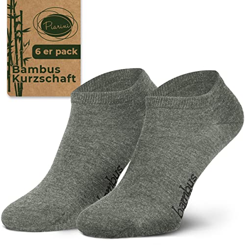 Piarini 6 Paar Bambus Socken Sneaker Socken Herren Damen dünne atmungsaktive diabetiker Füßlinge Gr. 39 40 41 42 melange grau von Piarini