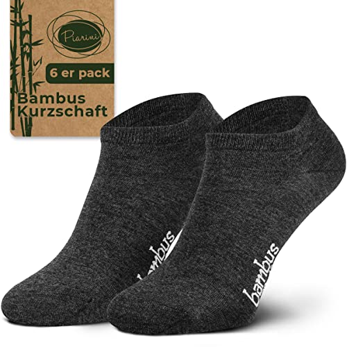 Piarini 6 Paar Bambus Socken Sneaker Socken Herren Damen dünne atmungsaktive diabetiker Füßlinge Gr. 39 40 41 42 anthrazit von Piarini