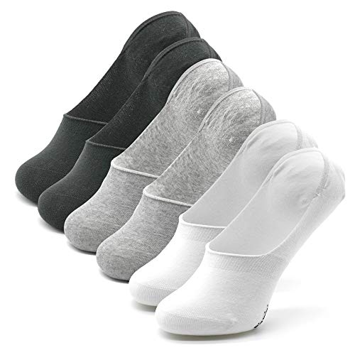 Piarini 6 Paar Invisible Socks Unsichtbare Füßlinge Sneakersocken grau schwarz weiß, 39-42 von Piarini