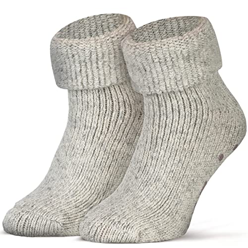 Piarini ABS Stoppersocken Wollsocken Wintersocken Norwegersocken Innenfrottee Damen Herren Jungen Mädchen grau hellgrau 35-38 von Piarini