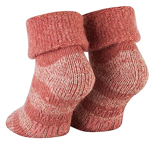 Piarini ABS Stoppersocken Wollsocken Wintersocken Norwegersocken Innenfrottee Damen Herren geringelt himbeere meliert 39 40 41 42 von Piarini