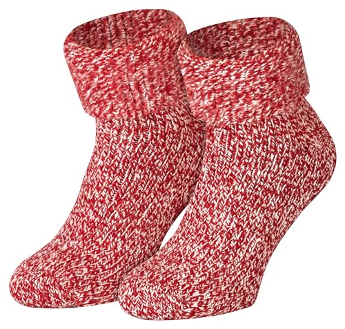 Piarini ABS Stoppersocken Wollsocken Wintersocken Norwegersocken Innenfrottee Damen Herren rot 39 40 41 42 von Piarini