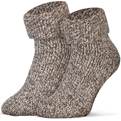 Piarini ABS Stoppersocken Wollsocken Wintersocken Norwegersocken Innenfrottee Männer Herren braun meliert 43 44 45 46 von Piarini