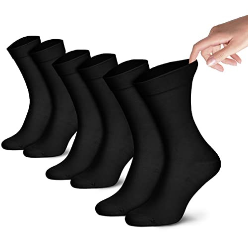 Piarini Arztsocken ohne Gummibund Damen 3er Pack - venenfreundliche Arbeitssocken aus Baumwolle Schwarz 39 40 41 42 von Piarini