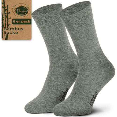 Piarini Bambussocken 6 Paar Herrensocken Anzugsocken lang socken schwitzen grau melange von Piarini
