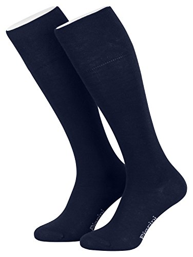 Piarini 4 Paar Damen Kniestrümpfe lang | Baumwollstrümpfe ohne Gummibund | Damenstrümpfe Baumwolle Blau Grau Schwarz Anthrazit 35-38 39-42, Marine, 35/38 von Piarini