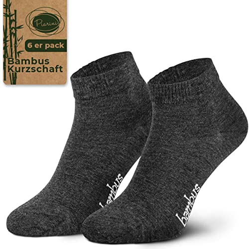 Piarini Gr. 35 36 37 38 6 Paar Bambussocken Damen-Socken Frauen-Kurzschaf kurz anthrazit grau von Piarini