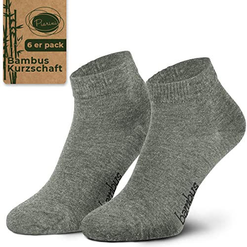 Piarini Gr. 35 36 37 38 6 Paar Bambussocken Damen-Socken Frauen-Kurzschaf kurz grau von Piarini