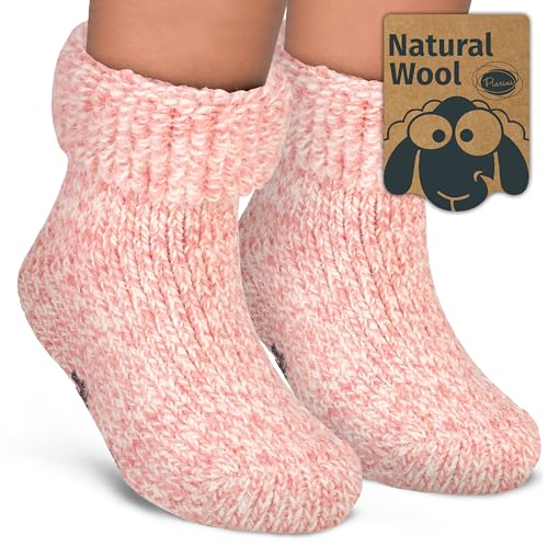 Piarini Kinder ABS Stoppersocken 1 Paar Wollsocken Wintersocken Norwegersocken mit Innenfrottee 27-30 Rosa von Piarini