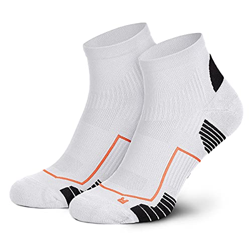 Piarini Laufsocken Herren Kurz Atmungsaktive Jogging Socken MESH Gewebe Lauf Socken Anti-Blasen Naht Fitness Socken Sportsocken Weiß Schwarz 43-46 von Piarini