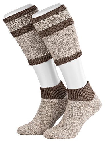 Piarini Nussmeliert Braun 2 teilig Loferl Trachtenstrümpfe Trachtensocken Wadenwärmer Herren Zopfmuster Gr. 47 48 von Piarini