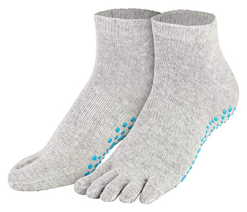 Piarini grau 1 Paar Zehensocken kurz ABS Socken aus Baumwolle Socken Yoga Tanzen Pilates Fitness 39 40 41 42 von Piarini