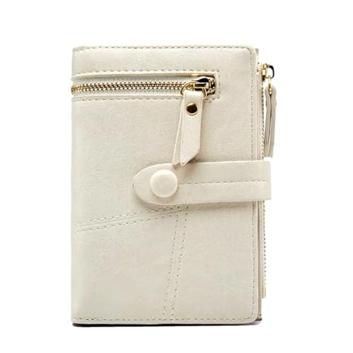 Piashow Geldbörse Damen, Frauen Geldbörse Kurzer Süß Geldbeutel PU Leder Portemonnaie Damen mit Vielen Fächern, Mini Portmonee Damen 14 x 10cm (Weiß) von Piashow