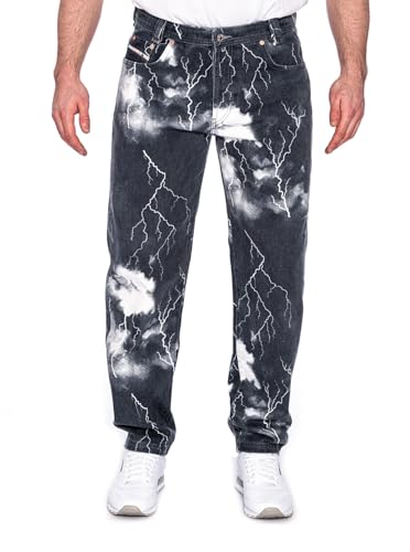 Picaldi® Zicco 472 Flash Jeans | Loose & Relaxed Fit | Karottenschnitt Hose | Lässig & Locker Geschnitten | Patterned (W38/L30, Black) von Picaldi