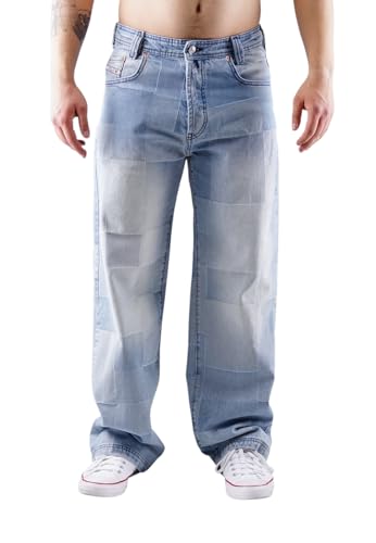 Picaldi Herren Jeans Zicco 474 Mozaik – Baggy Fit mit Straight Leg, Ash Indigo Denim, 5-Pocket-Style, 100 % Baumwolle, Tiefer Schritt, Urban Streetwear, Weiter Schnitt, Lässiger Look von Picaldi