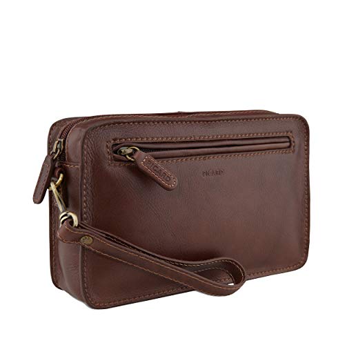 Picard Handgelenktasche S mit Reisverschluss Toscana Leder Small 14 x 23 x 5,5 cm (H/B/T) Herren Aktentaschen (8966), braun von Picard