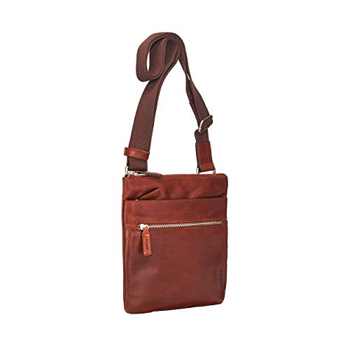 Picard Umhängetasche 2 Reisverschluss-Frontfächer Buddy Leder 25 x 24 x 3 cm (H/B/T) Herren Crossover (4016), braun, einheitsgröße von Picard