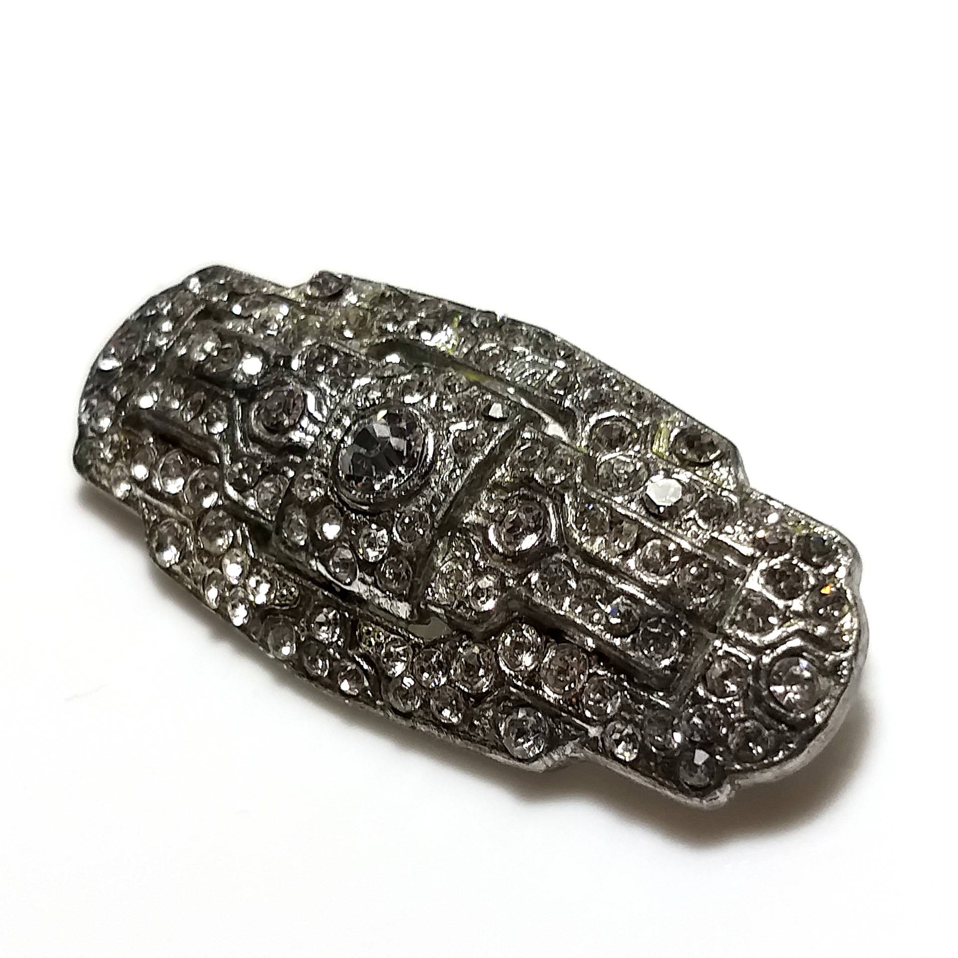 Klare Strass Silberfarbene Brosche Vintage von PicasolaVintageShop