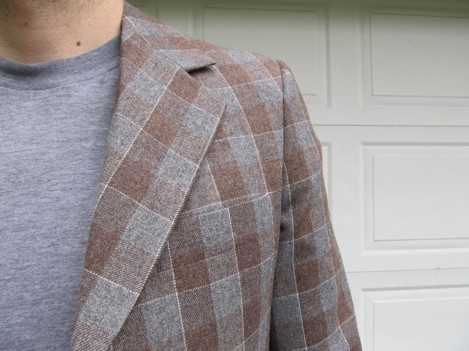 1970Er Jahre Grau-Braun Karierter Wollblazer Von P.h. "Davis"-Blazer." von PicassosStudio