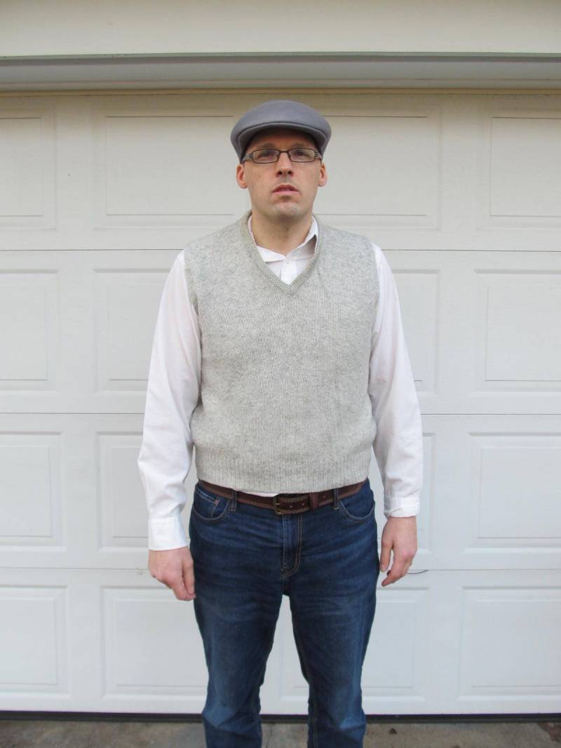 1970Er Jahre Jantzen Herren Große Pullover Weste, Graue Vintage Wollpullover von PicassosStudio