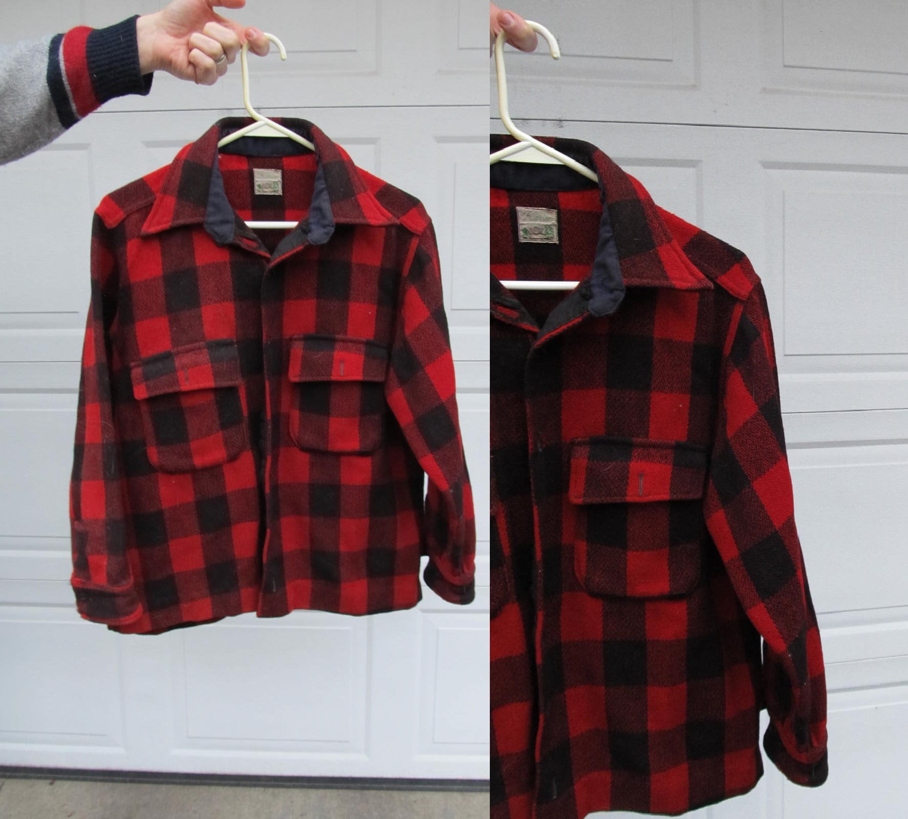 Vintage Herren Büffel Karo Jacke, Wolljacke, Robuste Karojacke, Klein von PicassosStudio