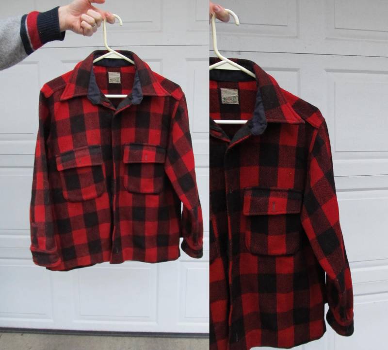 Vintage Herren Büffel Karo Jacke, Wolljacke, Robuste Karojacke, Klein von PicassosStudio