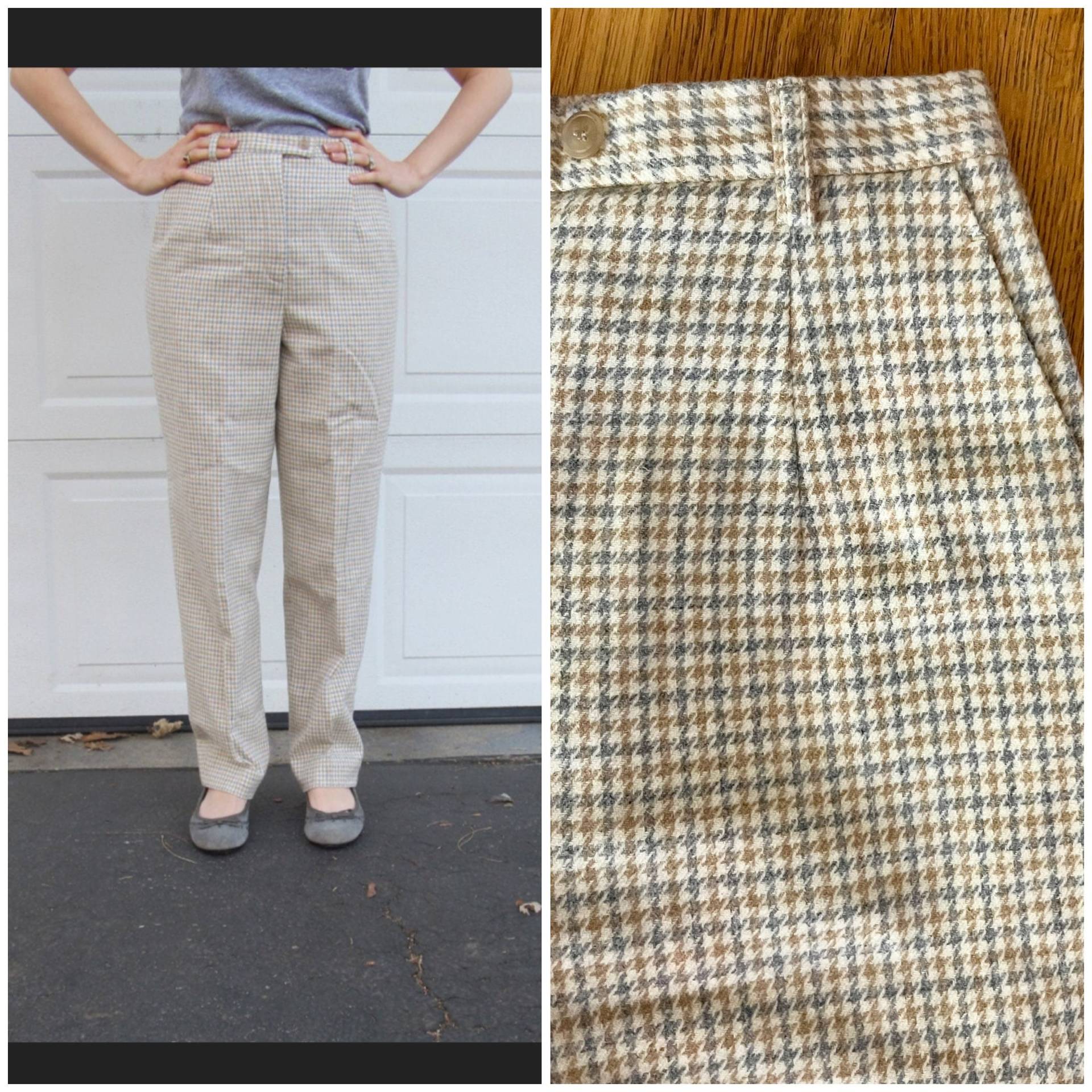 Vintage Pendleton Hose Mit Hahnentrittmuster, Weiche Wolle, Gr 38 von PicassosStudio