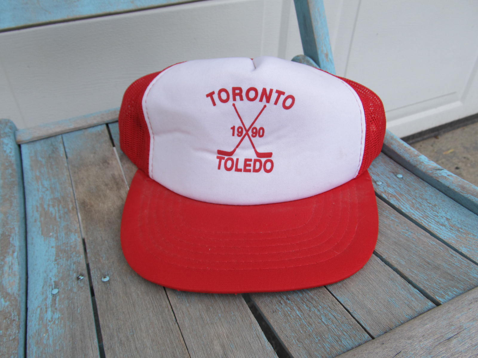 Vintage Trucker-Mütze, Toronto Toledo Hockeymütze, 1990, Rote Snapback-Mütze von PicassosStudio
