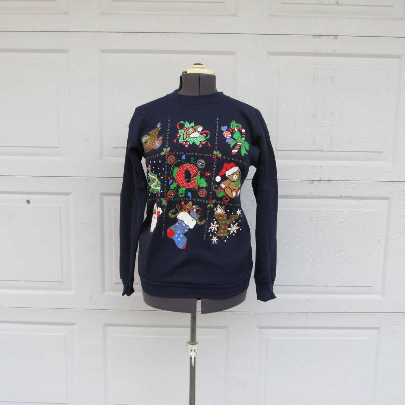 Vintage Ugly Christmas Pullover, Sweatshirt, 1980Er Jahre Joy, Large von PicassosStudio