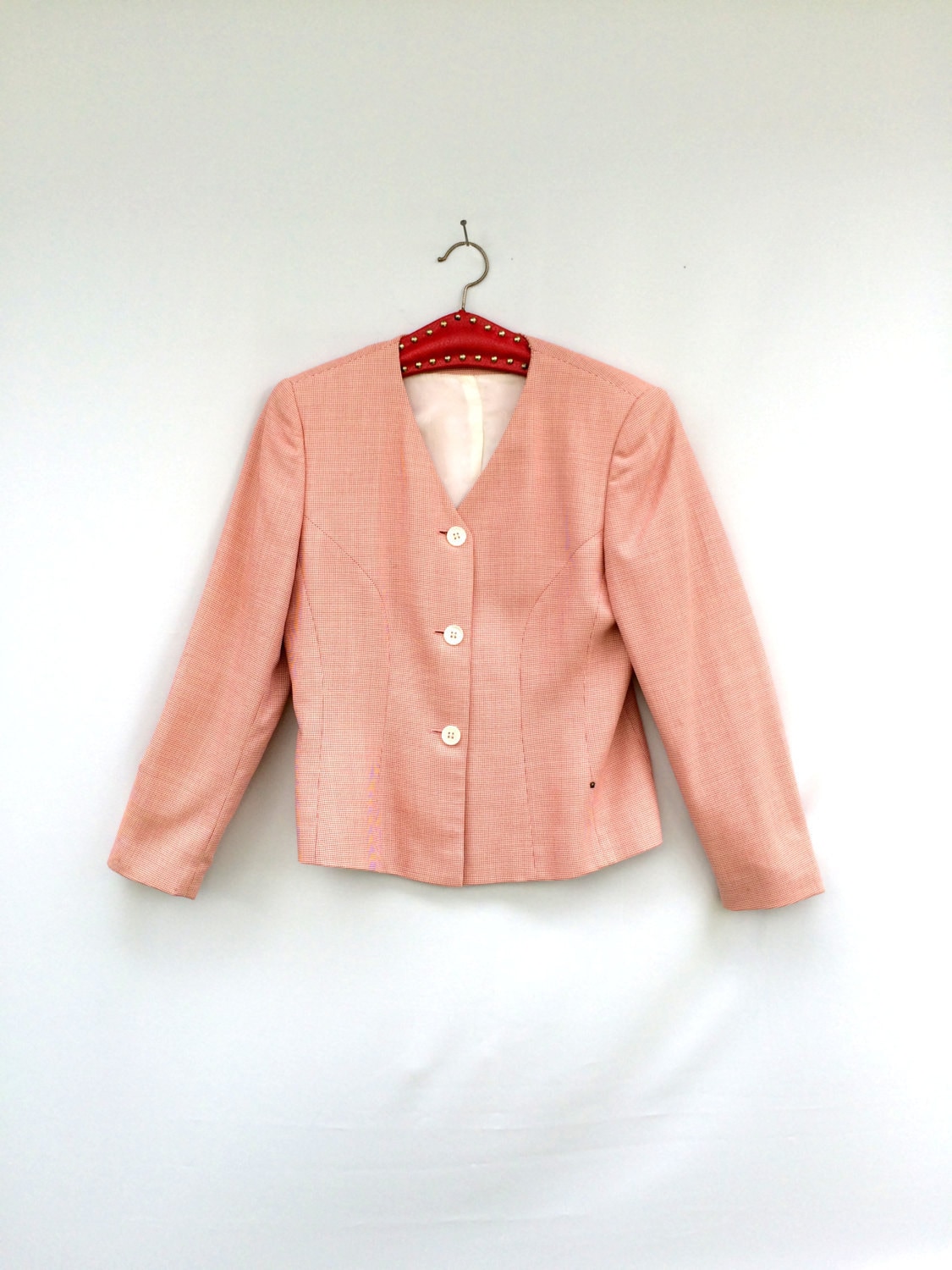 Damen Bolero Jacke Aus Seide Und Wolle Mit Hahnentrittmuster - Vintage Etienne Aigner Cropped Blazer Größe 38 Made in Germany von PiccobelloVintage