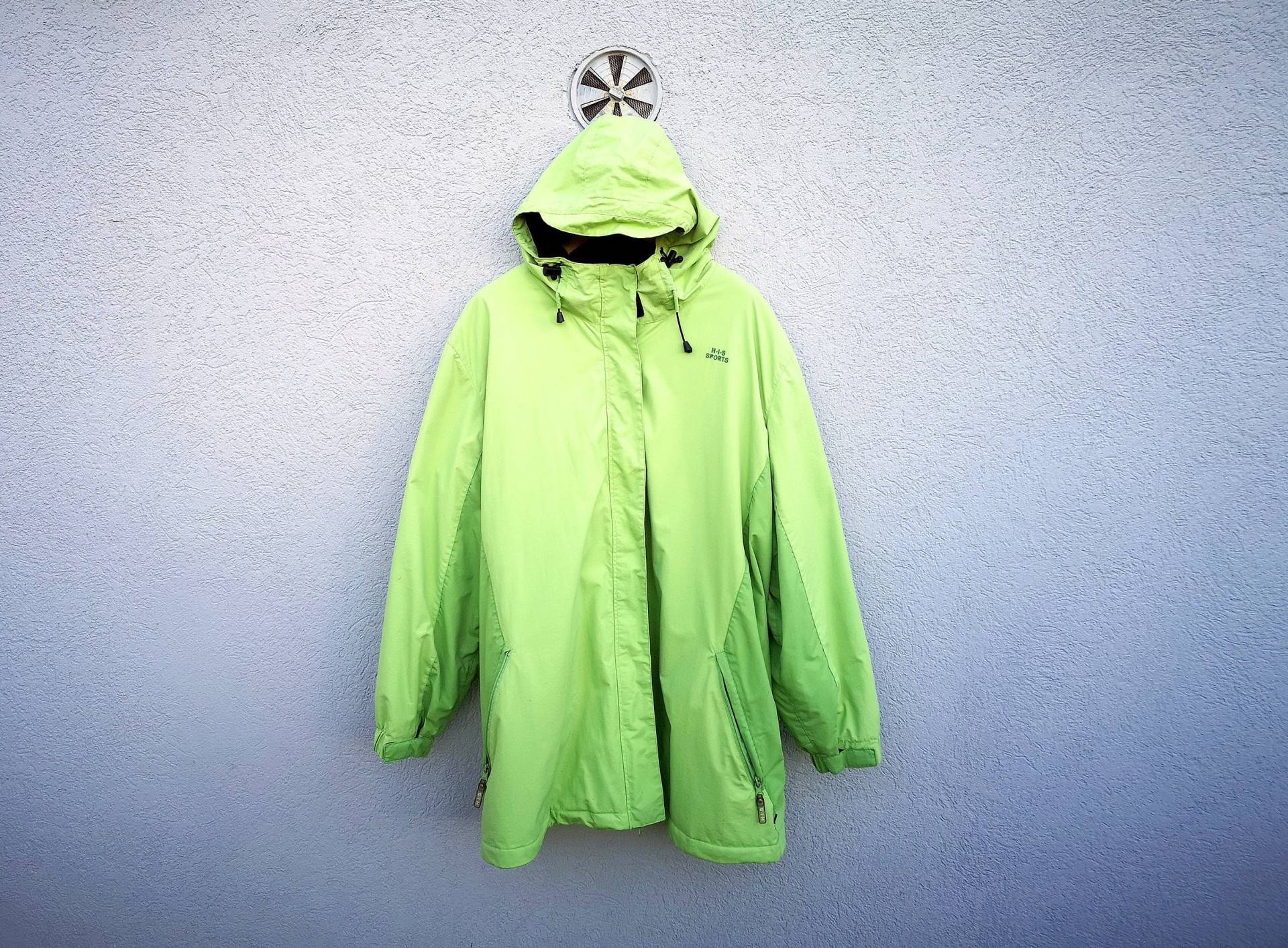 Vintage 90Er Jahre H.i.s. Herren Lime Green Windbreaker Parka Jacke Größe Xl | Snowboard Skater Oberbekleidung von PiccobelloVintage