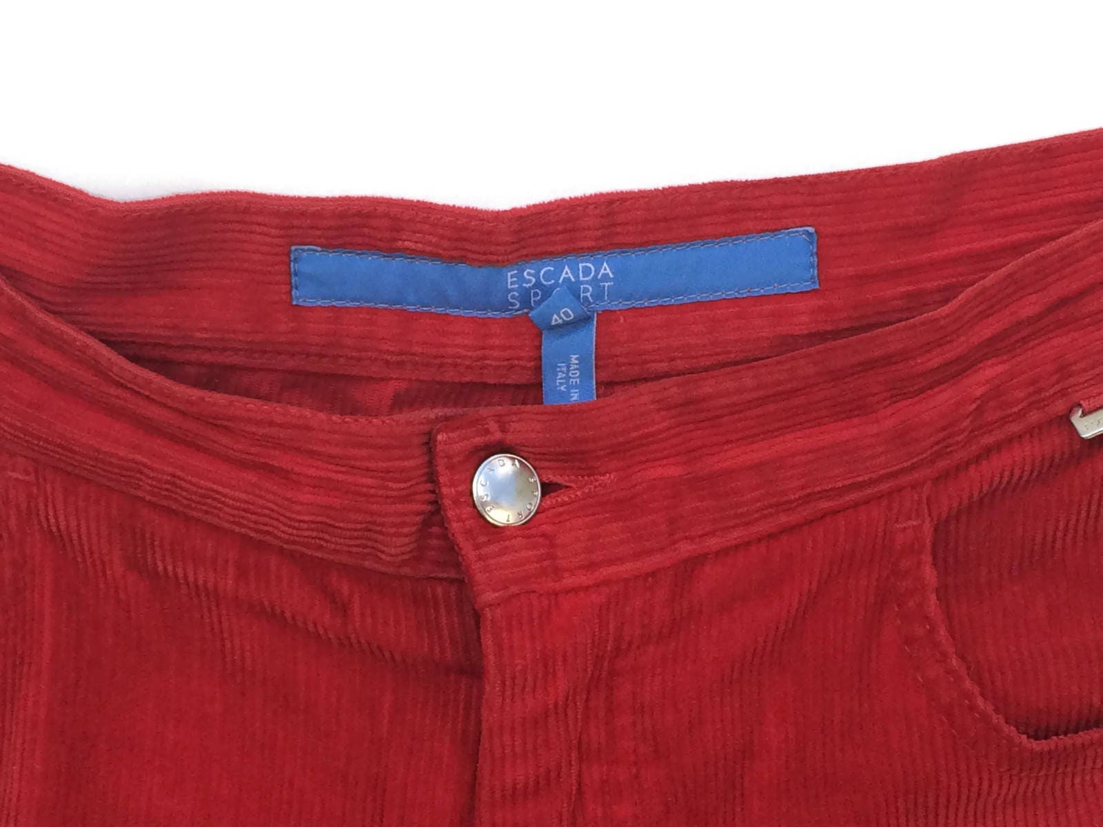 Vintage Escada Sport Rote Cord Hose Gr 40 | Einzigartige Cordhose Mit Geradem Bein Für Frauen von PiccobelloVintage