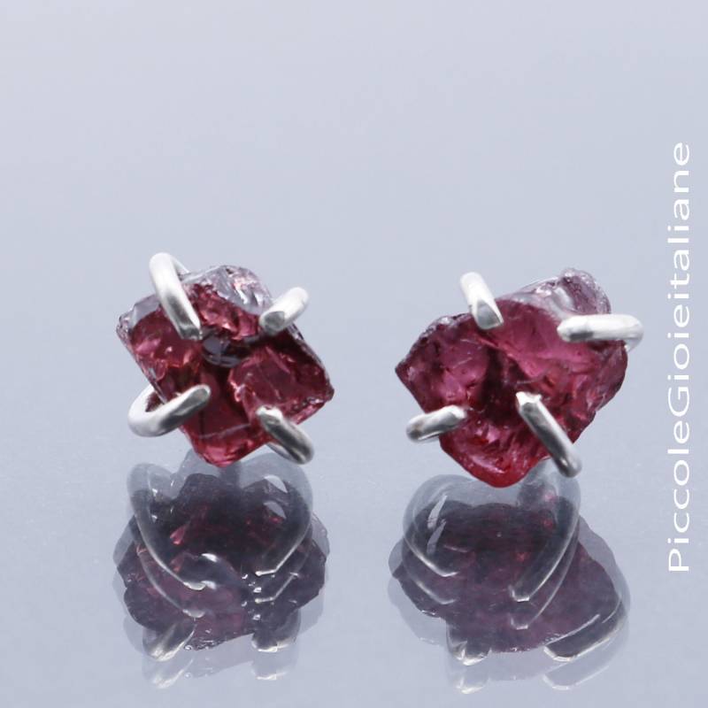 925 Silber Ohrringe, Grobe Ohrringe Granat Rohsteine, Edelstein Edelsteine von PiccoleGioieitaliane