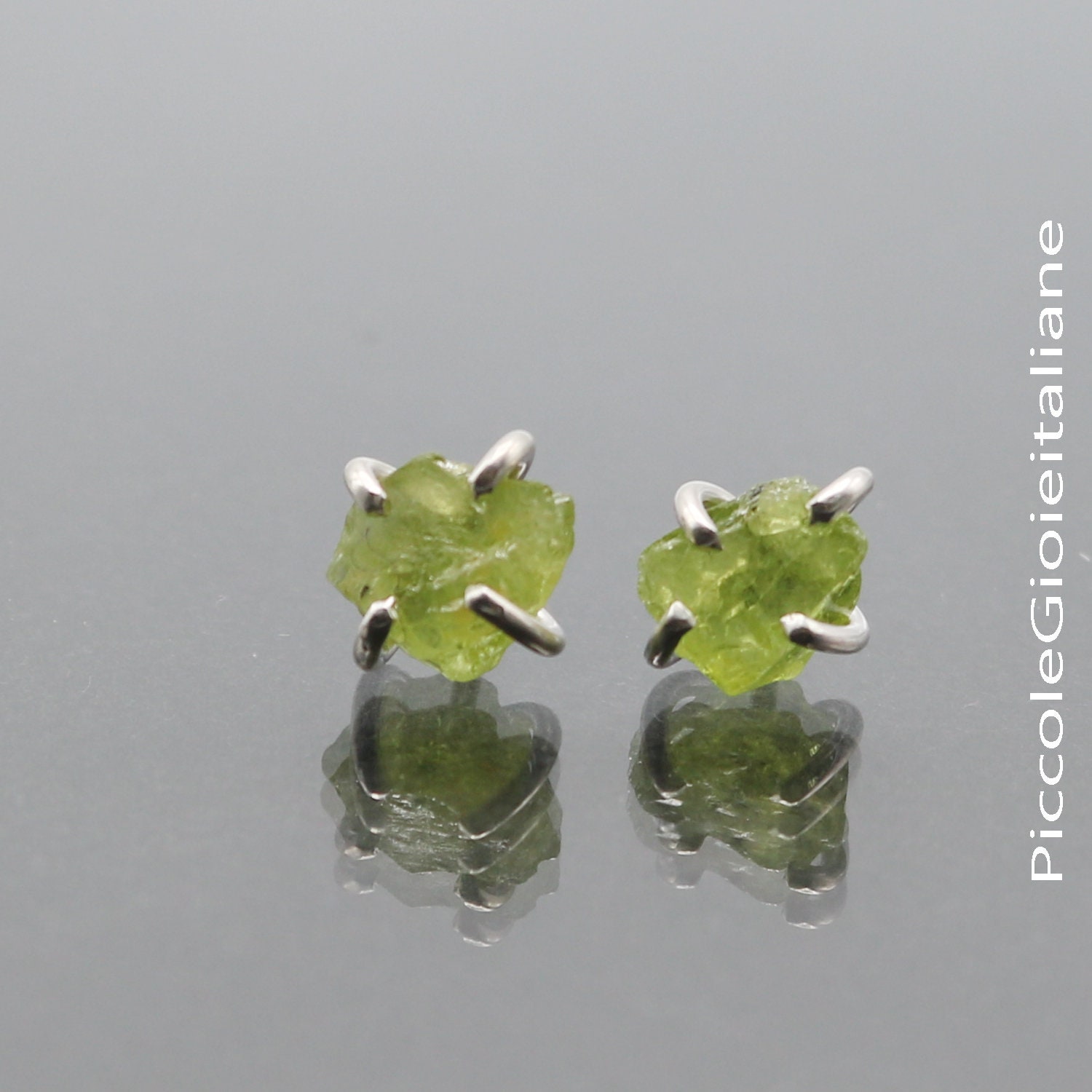 925 Silber Ohrringe, Ohrringe Peridot Rau, Edelsteine, Edelstein Perioto Grobe Rohsteine von PiccoleGioieitaliane