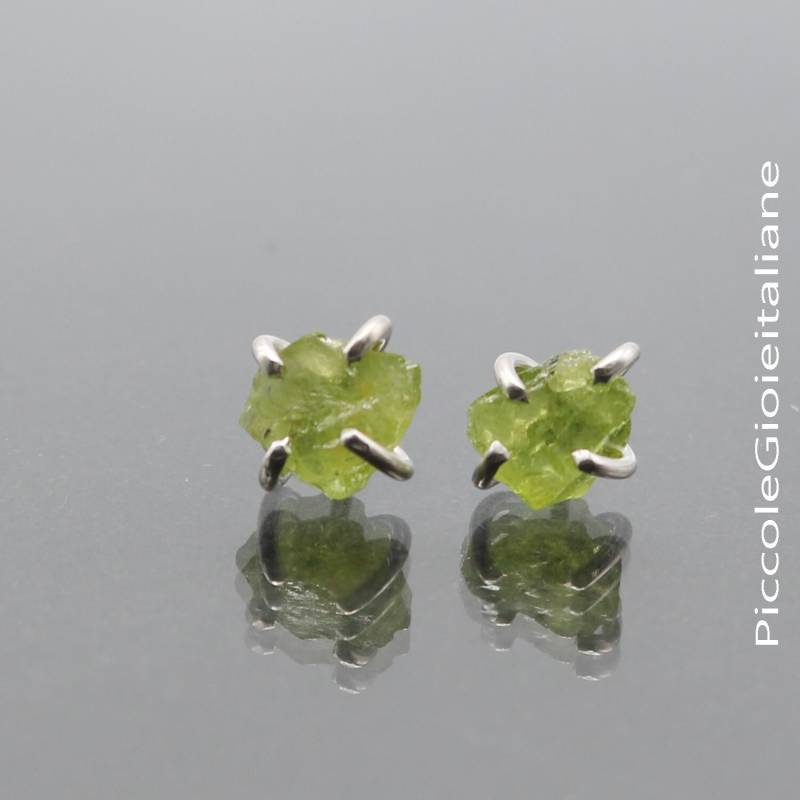 925 Silber Ohrringe, Ohrringe Peridot Rau, Edelsteine, Edelstein Perioto Grobe Rohsteine von PiccoleGioieitaliane
