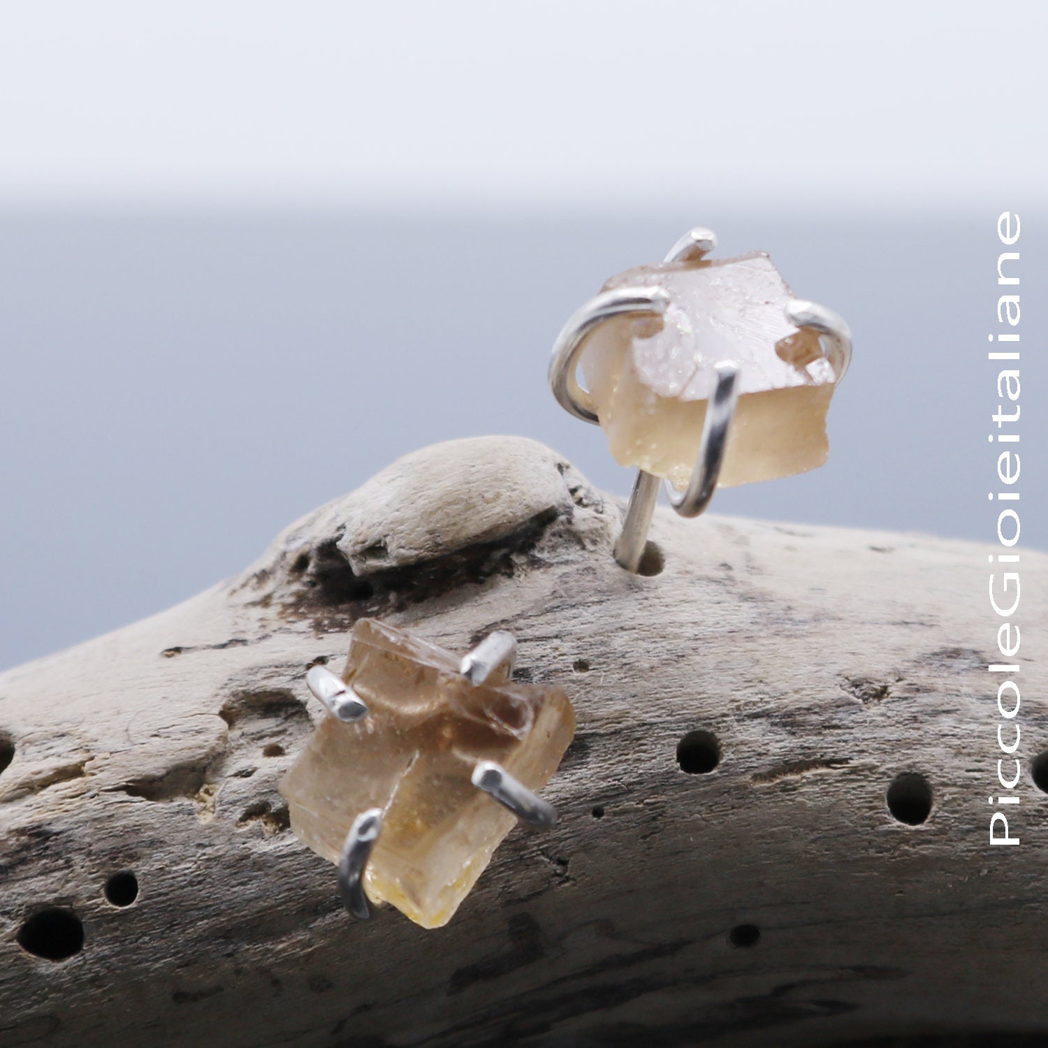 925 Silber Ohrringe Imperial Topas Ohrringe, Edelsteine, Roh, Rau Steinen Edelstein Ohrringe-Gelb von PiccoleGioieitaliane