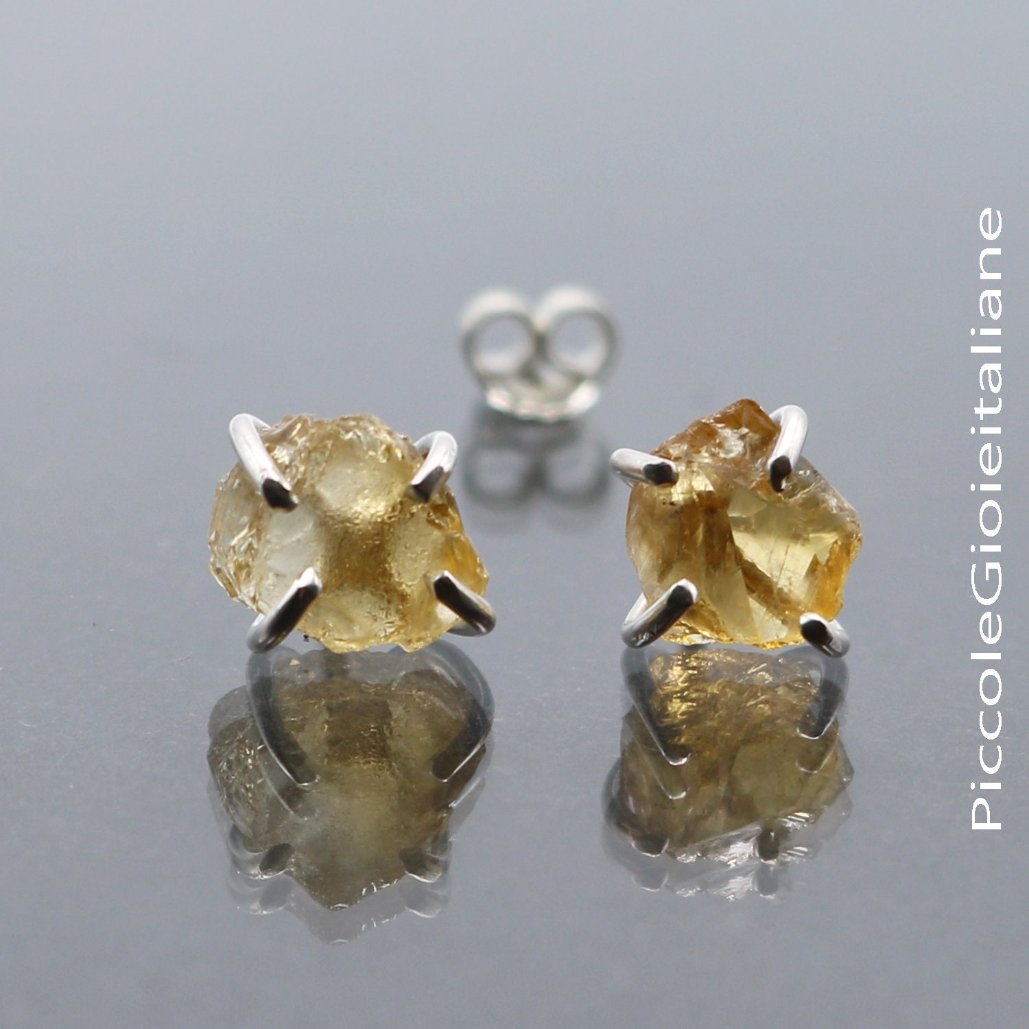 Citrin Ohrringe 925 Silber Ohrringe, Rohe Edelsteine, Edelstein Rohsteine, Rau von PiccoleGioieitaliane