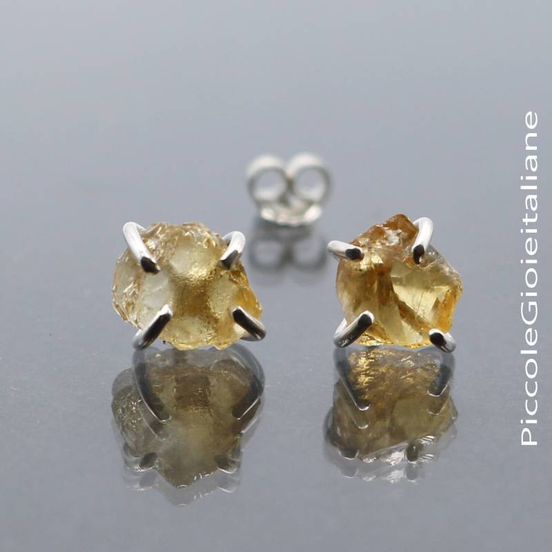 Citrin Ohrringe 925 Silber Ohrringe, Rohe Edelsteine, Edelstein Rohsteine, Rau von PiccoleGioieitaliane