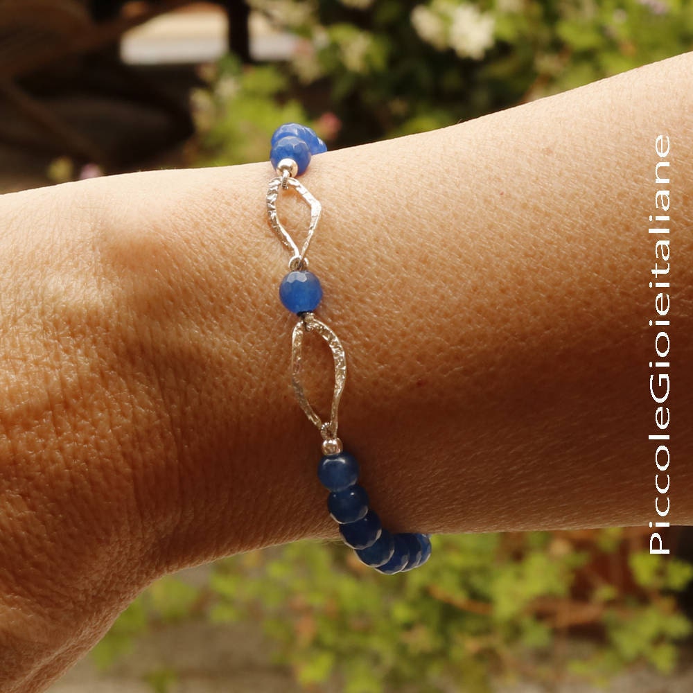 Edelstein Armband Armreif Manschette Handgemachte Silver925 Achat Perlen Und Silber von PiccoleGioieitaliane