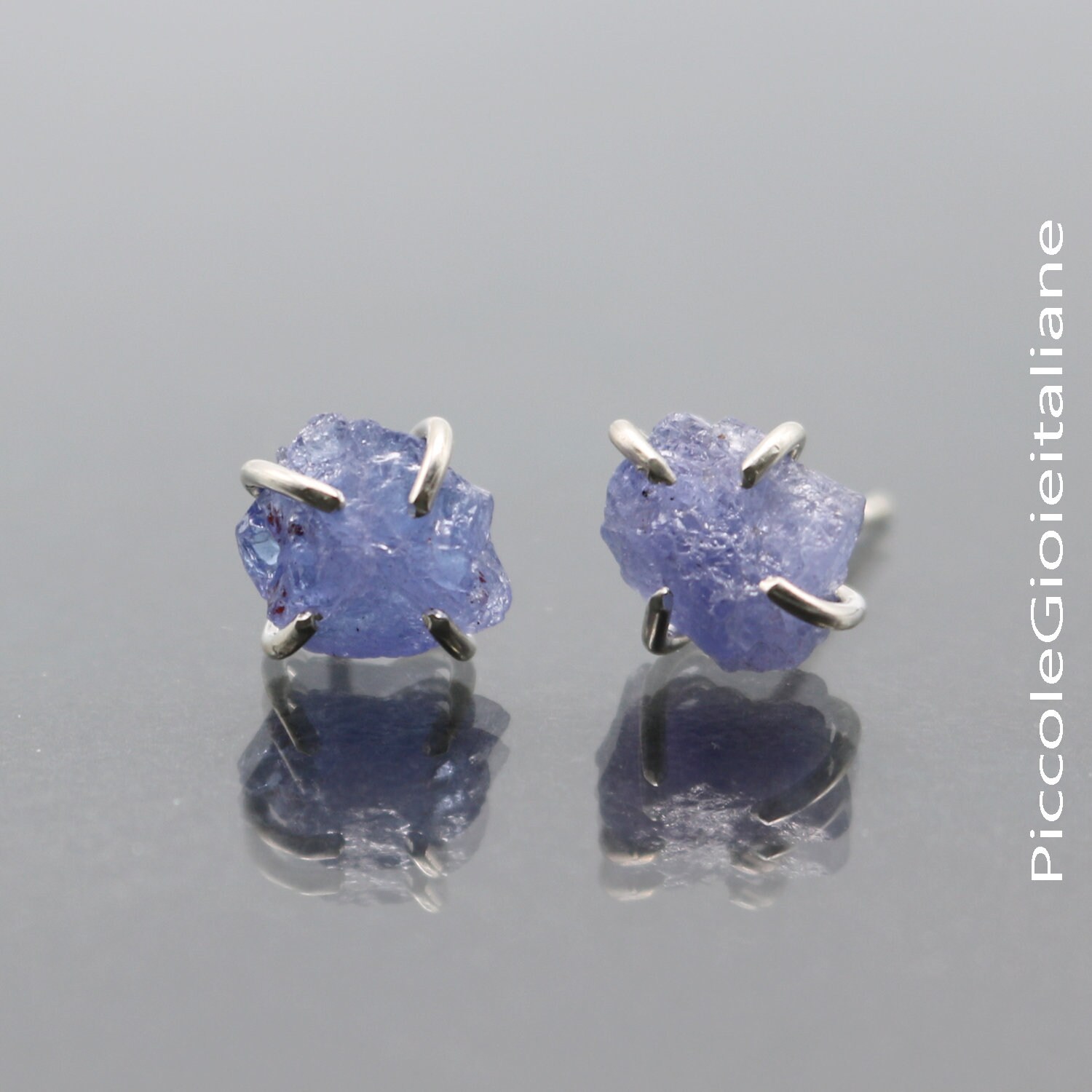 Grobe Tansanit Ohrringe 925 Silber Ohrringe, Edelsteine, Ohrschmuck, Rauen Steinen von PiccoleGioieitaliane