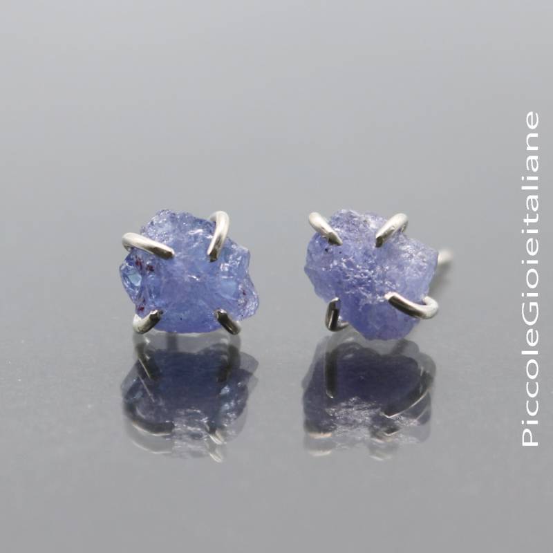 Grobe Tansanit Ohrringe 925 Silber Ohrringe, Edelsteine, Ohrschmuck, Rauen Steinen von PiccoleGioieitaliane