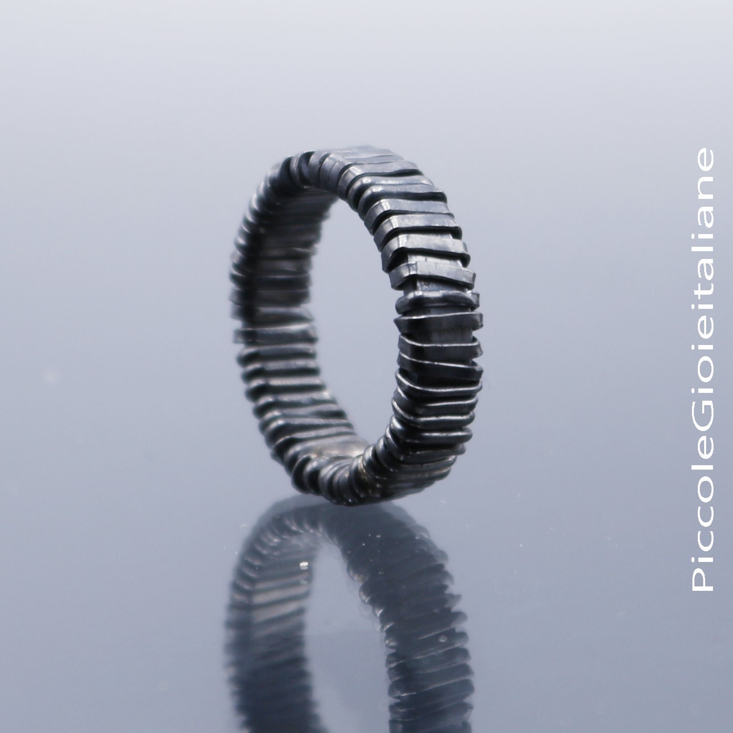 Mehrsträngiger Ring, 925 Silber Geflochtener Handgefertigter Unisex Bandring, Umwickelter Oxidierter Ring von PiccoleGioieitaliane